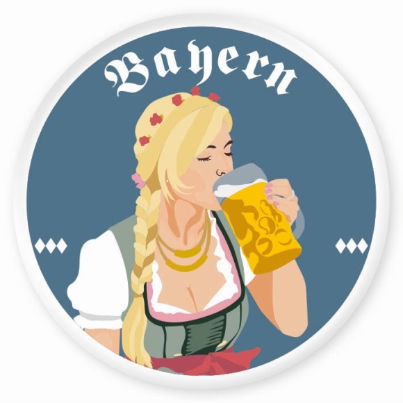Magnet: Bayern - Frau trinkt Maß. HC 56 mm