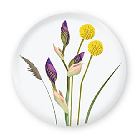 Magnet: Blumen lila gelb HC 32 mm