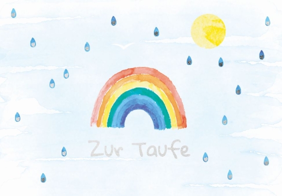 Doppelkarte: Regenbogen Zur Taufe