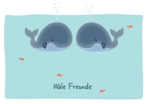 Postkarte: Wale Freunde