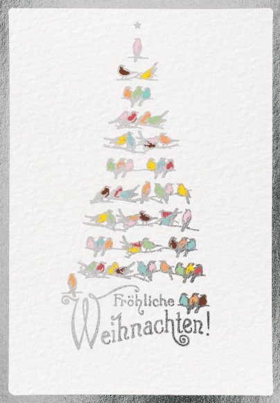 Doppelkarte: Fröhliche Weihnachten Vogelbaum