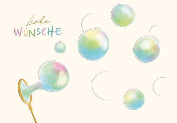 Doppelkarte: Liebe Wünsche - Seifenblasen