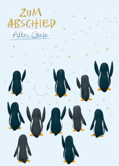 Maxi-Doppelkarte: Zum Abschied alles Gute Pinguine