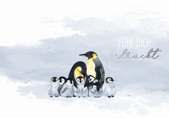 Doppelkarte: Fühl dich gedrückt - Pinguine