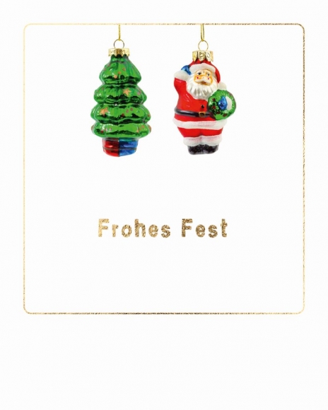 Mini-Postkarte: Frohes Fest - Weihnachtsbaumschmuck