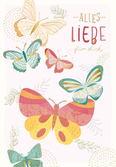 Doppelkarte: Alles Liebe für Dich - Schmetterlinge