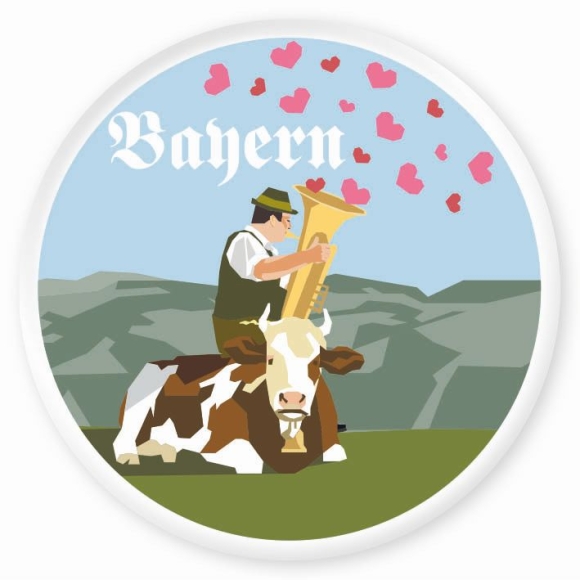 Magnet: Bayen - Kuh und Tubaspieler. HC 56 mm