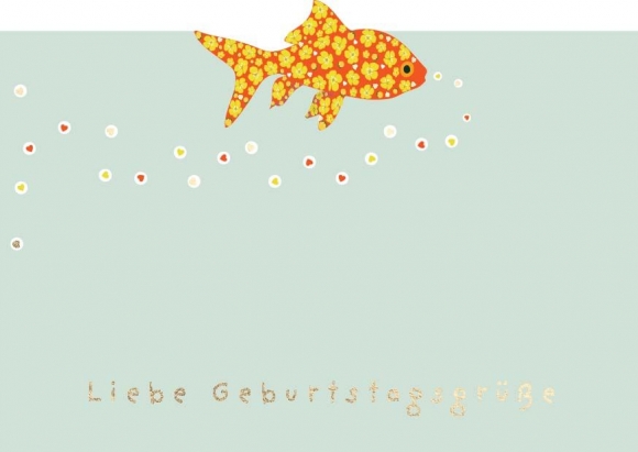 Postkarte: Liebe Geburtstagsgrüße Blumenfisch