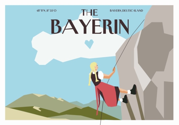 Postkarte: The Bayerin - Bergsteigerin