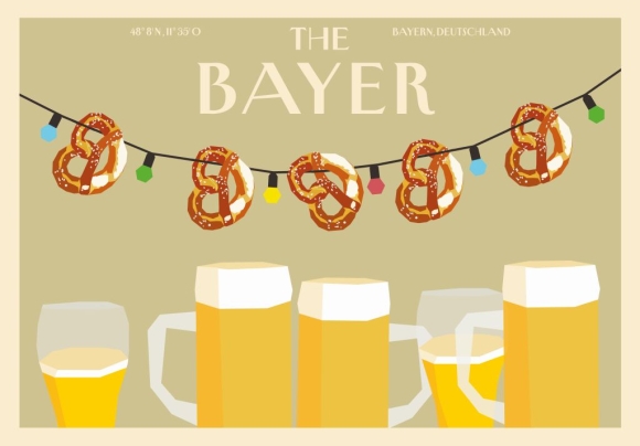 Postkarte: The Bayer - Brezn Girlande