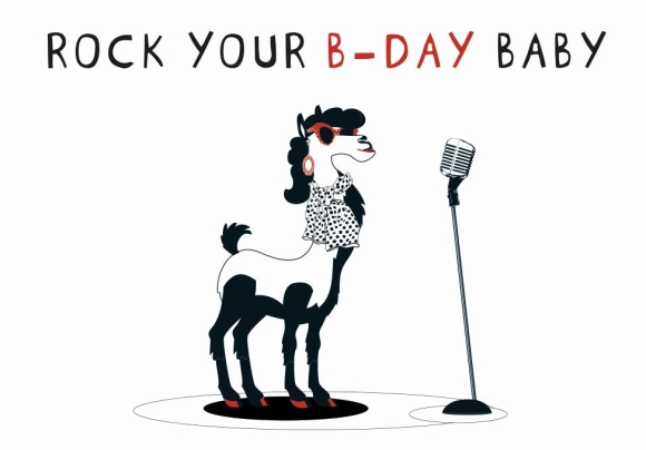 Postkarte: Rock Your B-Day Baby - Lama
