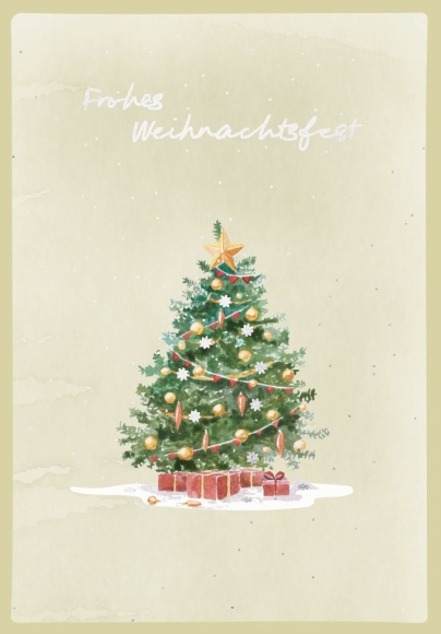 Doppelkarte: Frohes Weihnachtsfest - Geschmückter Tannenbaum